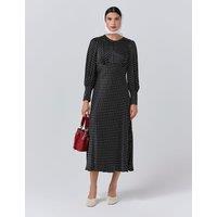 Ghost Satin Polka Dot Midaxi Skater Dress Black Mix