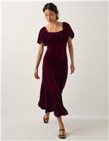 Velvet Square Neck Midi Skater Dress