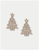 Oversized Rhinestone Tree Stud Earrings