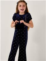 Velvet Bow Flare Party Jumpsuit (3-15 Yrs)