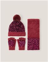 Kids Sequin Hat and Glove Set (3-13 Yrs)
