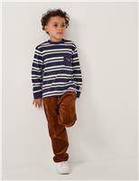 Pure Cotton Striped Fox Embroidery T-Shirt (2-13 Yrs)