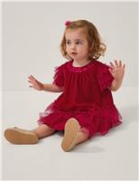 Velvet Tiered Tulle Ruffle Party Dress (0-24 Mths)