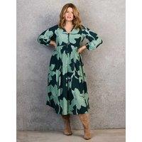 Live Unlimited London Floral Tie Front Midi Dress Green Mix