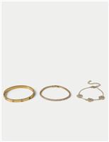M&S Cubic Zirconia Multi Pack Bracelets Gold