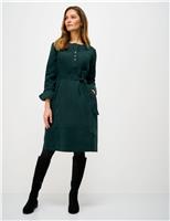 Cotton Rich Cord Knee Length Shirt Dress