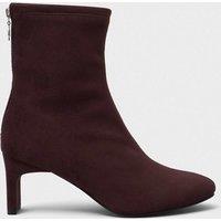 Crew Clothing Suede Slim Block Heel Ankle Boots Burgundy