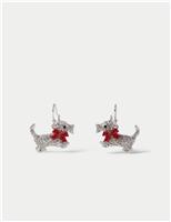 Rhinestone Westie Dog Drop Earrings