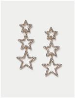 3 Drop Rhinestone Star Christmas Earrings