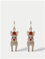 Rhinestone Reindeer Drop Earrings