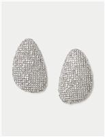 Embellished Oversized Oval Stud Earrings