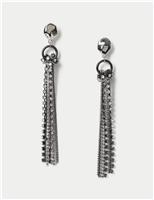 Chain and Crystal Drop Earrings