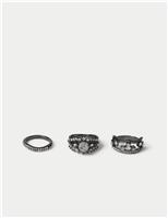 3 Pack Crystal Ring Set