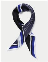 M&S Black and Blue Horseshoe Printed Scarf Black