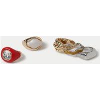 M&S 5 Pack Eclectic Ring Set Gold