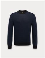 Boss Cotton Rich Textured Crew Neck Jumper Dark Green