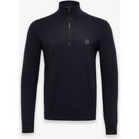 Boss Kanobix Cotton Rich Half Zip Jumper with Cashmere Navy