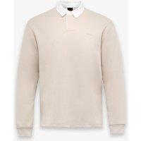 Boss Cotton Rich Button Down Collar Rugby Shirt Beige
