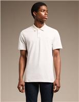 Boss Pure Cotton Pique Tipped Collar Polo Shirt Beige