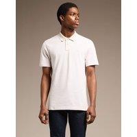 Boss PeoxfordNew Pure Cotton Pique Tipped Collar Polo Shirt Beige