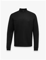 Boss Cotton Rich Half Zip Sweatshirt Black