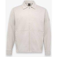 Boss Cotton Rich Zip Up Overshirt Beige
