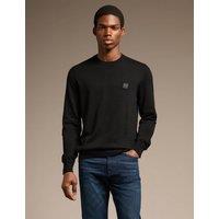 Boss Cotton Rich Crew Neck Jumper with Cashmere Black