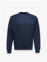 Cotton Rich Textured Crew Neck Jumper