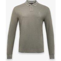 Boss Passerby Cotton Rich Long Sleeve Polo Shirt Dark Green