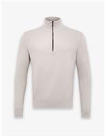 Cotton Rich Half Zip Jumper with Cashmere