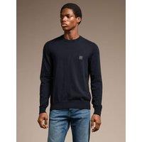 Boss Cotton Rich Jumper with Cashmere Navy