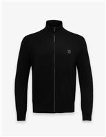 Boss Kanozip Cotton Rich Funnel Neck Zip Up Jumper Black