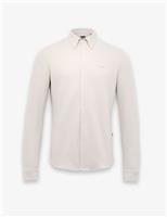 Boss Myjersey Regular Fit Cotton Blend Dress Shirt Beige