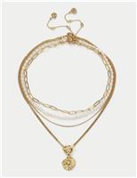 M&S 18k Gold Plated Corded Multirow Necklace Gold