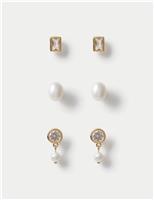 18k Gold Plated Pearl Earrings Set