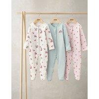 Mamas & Papas 3 Pack Pure Cotton Floral Sleepsuits (0-24 Mths) Multi