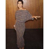 Never Fully Dressed Animal Print Bardot Midaxi Dress Brown Mix