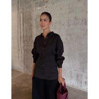 Never Fully Dressed Lyocell Rich Button Through Shirt Black