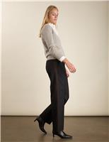 Wool Blend Side Stripe Wide Leg Trousers