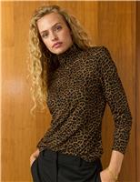 Jersey Animal Print High Neck Top