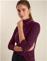 Cotton Blend Roll Neck Top
