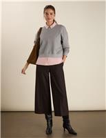 Wool Rich Wide Leg Cropped Trousers