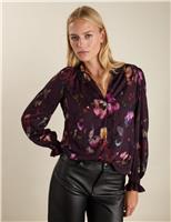 Satin Floral High Neck Blouse