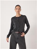 Crew Neck Metallic Slim Fit Cardigan