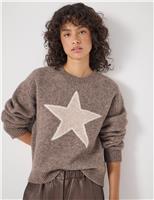 Alpaca Blend Star Crew Neck Jumper