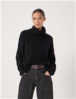 Wool Blend Roll Neck Cropped Jumper