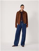 Suede Collared Bomber Jacket