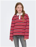 Cotton Rich Striped Boxy Polo Shirt (7-14 Yrs)