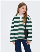 Cotton Rich Striped Boxy Polo Shirt (7-14 Yrs)