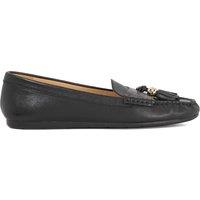 Dune London Leather Tassel Flat Loafers Black